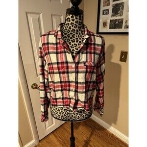 Victoria Secret Women’s Medium Flannel Plaid Pajamas Long Sleeve Shirt